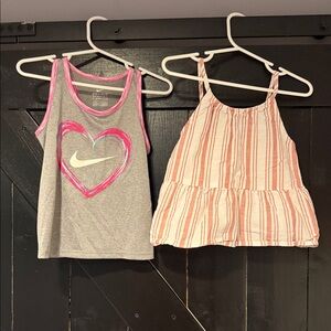 Nike Gray Tank Top and Pink/White Stripped Tank-Set of 2